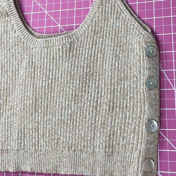 4th & Reckless Tasha Ribbed Knit Crop Top Tank, Camel sz L soft oatmeal cottage - Picture 5 of 11